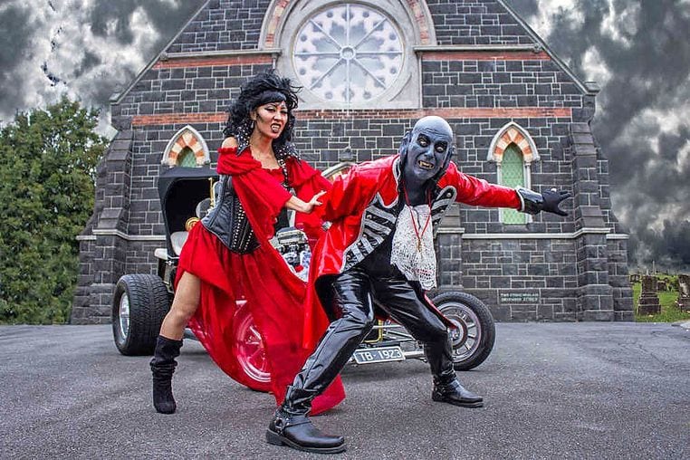 Aussie Indie filmmakers David Black and Tritia DeViSha as Count Funghoula and Mistress Boobiyana