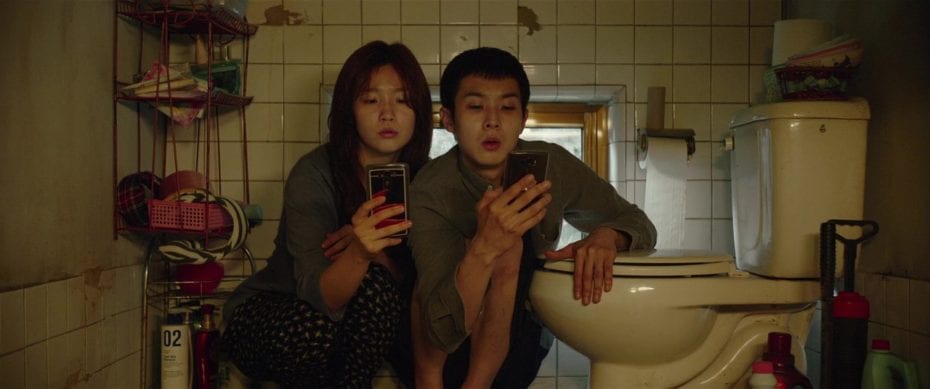 Woo-sik Choi and So-dam Park in Parasite