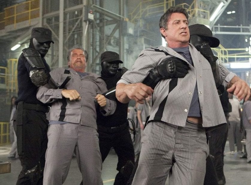 Arnold Schwarzenegger and Sylvester Stallone in Escape Plan (2013)