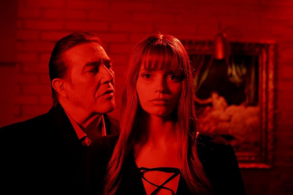 Ciarán Hinds and Abbey Lee in Elizabeth Harvest (2018)