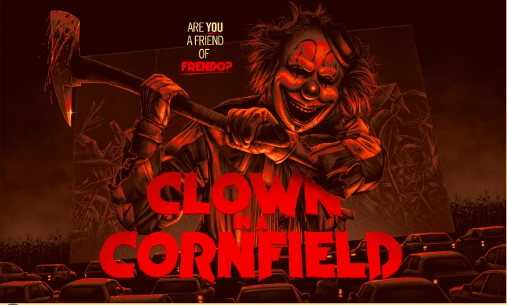 Clown in a Cornfield horror movie - courtesy of Shudder and RLJE Films
