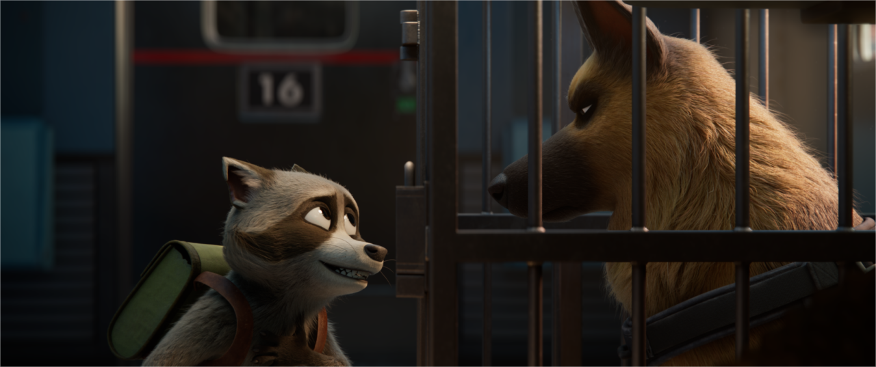 CGI animated pets on luxury train in Pets on a Train French animation film