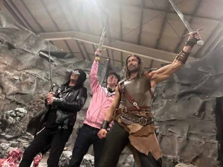 Behind the scenes on set of Deathstalker 2025 with Slash who is listed as a producer.