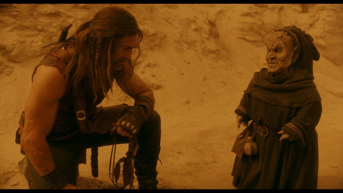 Daniel Bernhardt as Deathstalker, confronted by a troll. Image courtesy of Shudder/Hangar 18 Media.